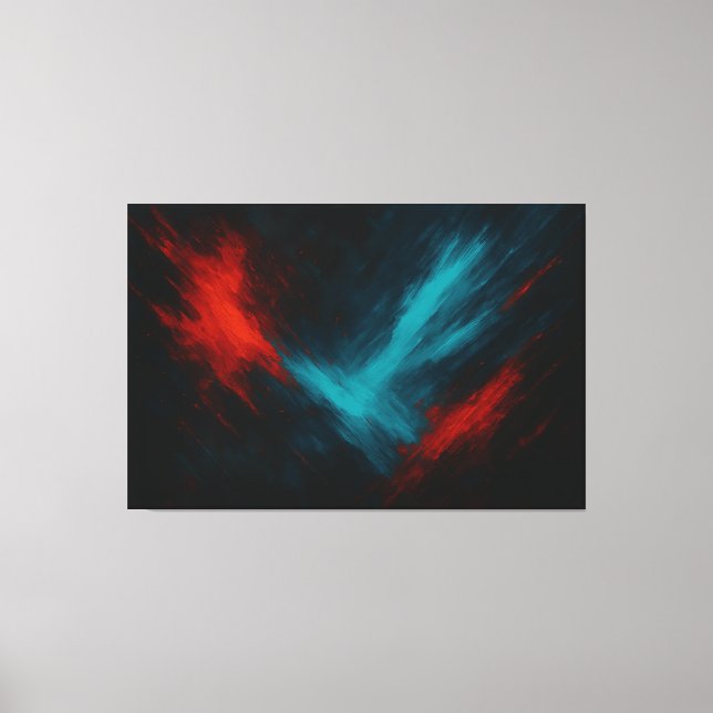 Urban Pulse - Abstrakt Red & Turquise Canvas Art (Framsida)