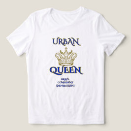 URBAN QUEEN BRAVE , CONFIDENT WOMEN'S WHITE/BLUE T SHIRT