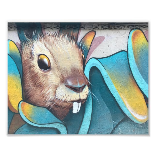 Urban Rabbit Art Urban Art Mural Bunny Rabbit Mura Fototryck (Framsidan)