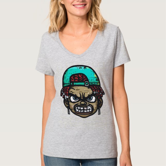 Urban Rebel: Graffiti Stil Ansikte T Shirt (Framsida)