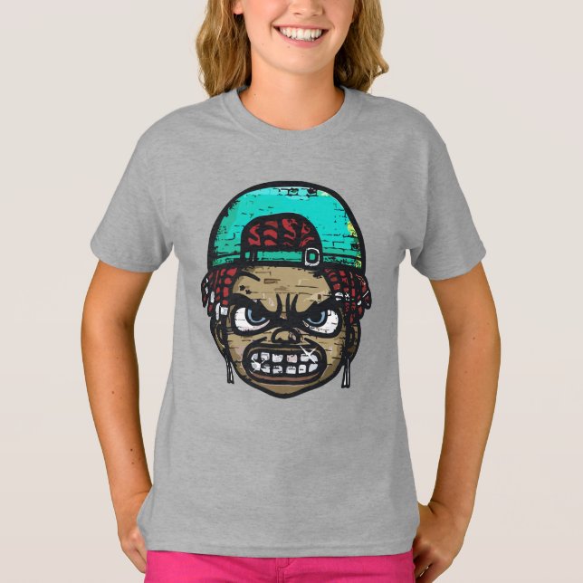 Urban Rebel: Graffiti Style Ansikte T Shirt (Framsida)