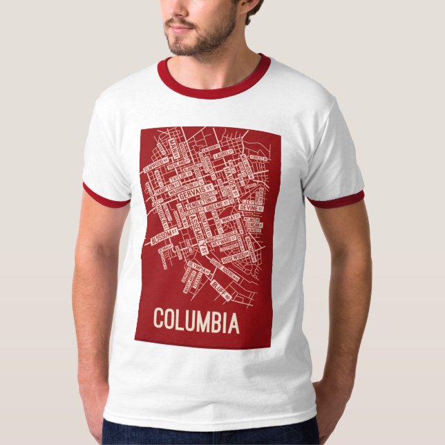 Urban Rebel Röd Sketch Ringer T-shirt – Columbia (Framsida)