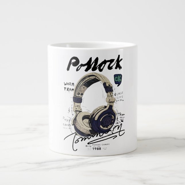 Urban Retro Headphone Vibe Illustration Jumbo Mugg (Framsidan)