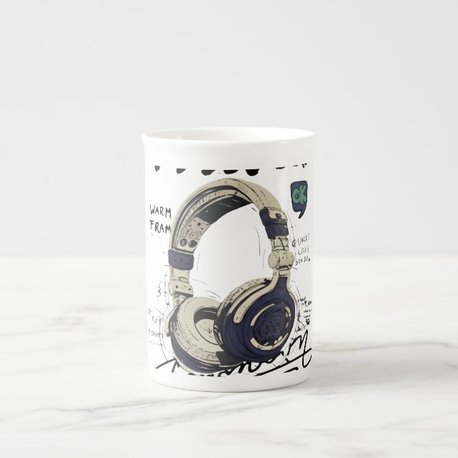 Urban Retro Hörlursvib Illustration Benporslin Mugg (Framsidan)