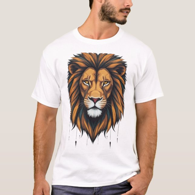 Urban Roar: Geometric Lejon Graffiti Tees T Shirt (Framsida)