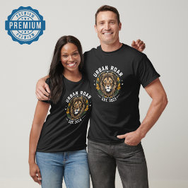 Urban Roar Lejon Emblem - Utandningsdesign för fet T Shirt
