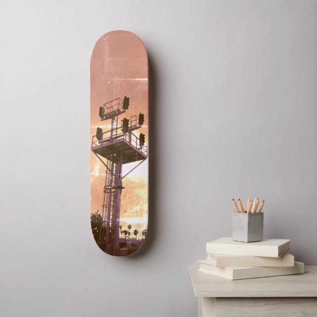 Urban Rustic Cityscape Riding Rails Two Skateboard (Väggkonst)