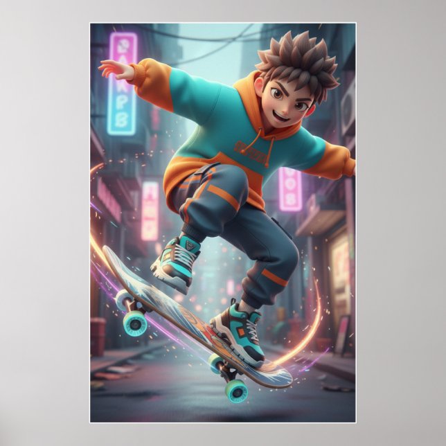 Urban Skater Kid – Street Style Poster Art (Framsidan)