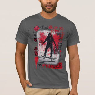 Urban Skater - Red Grunge Street Art T-Shirt