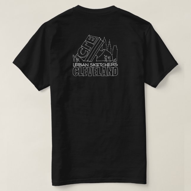 Urban Sketchers Cleveland Black T-Shirt - Unisex (Design baksida)