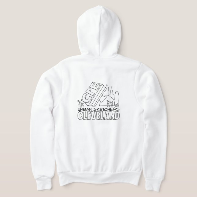 Urban Sketchers Cleveland Fullt-Zip Sweatshirt T Shirt (Laydown Baksida)