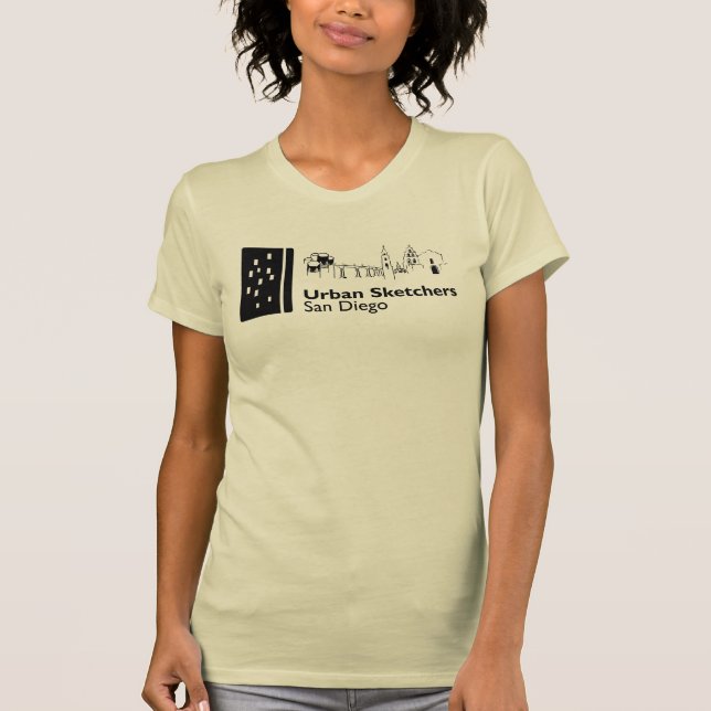 Urban Sketchers San Diego slim fit T T Shirt (Framsida)