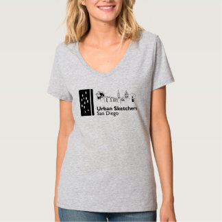Urban Sketchers San Diego Women's Grått V-nacke T Shirt