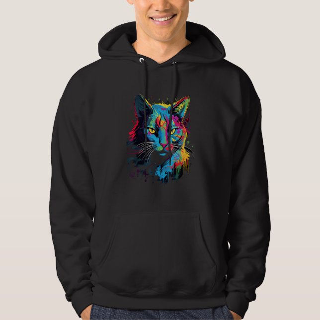 Urban Sketches of Kattdjur Street Art Cat Teckning Hoodie (Framsida)
