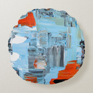 Urban Sky Palette Abstract Round Throw Pillow Rund Kudde
