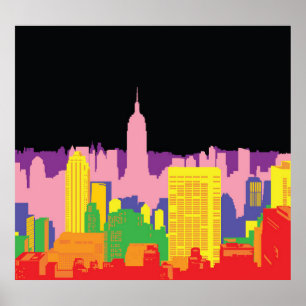Urban Skyline: Nattregnbåge Decor. Poster