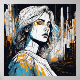 Urban Soul: A Woman Porträtt - Abstrakt Modern Art Poster