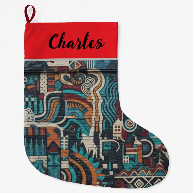 Urban Soul Patterns Christmas Stocking Stor Julstrumpa (Framsidan)