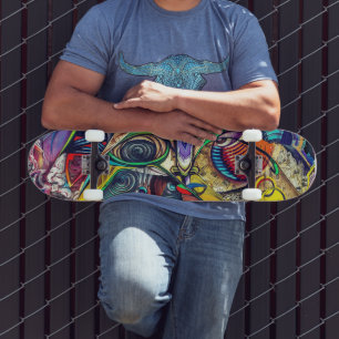 Urban Spirit: Ride the Streets with Graffiti Art Mini Skateboard Bräda 18,5 Cm