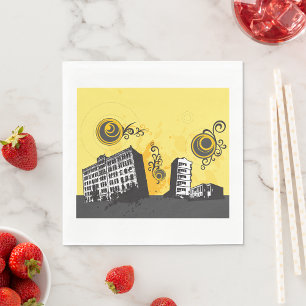 Urban stadsbild Gul och grå Retro Abstrakt Pappersservett