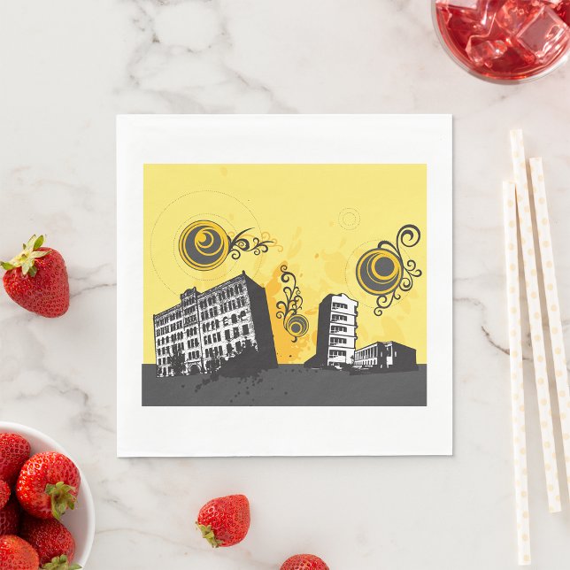 Urban stadsbild Gul och grå Retro Abstrakt Pappersservett (Skapare uppladdad)