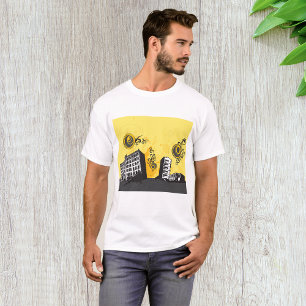 Urban stadsbild Gul och grå Retro Abstrakt T Shirt
