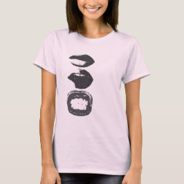 Urban Stamp Läppar Svart och Vitt Grafiskt T-Shirt