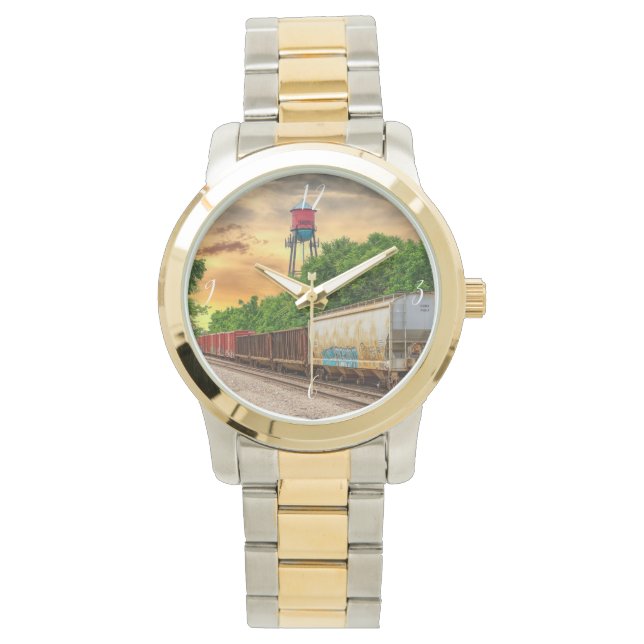 Urban Steam Punk Sunset Guld Watch Armbandsur (Framsida)