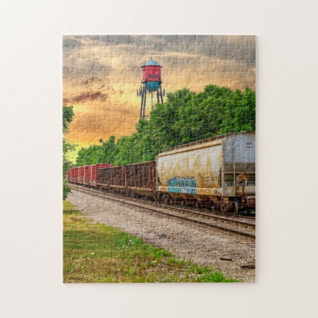 Urban Steam Punk Sunset Jigszle Puzzle Pussel (Vertikal)