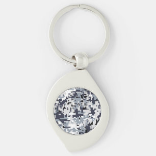 Urban Stil Grått Digital Camouflage Swirl Silverfärgad Nyckelring