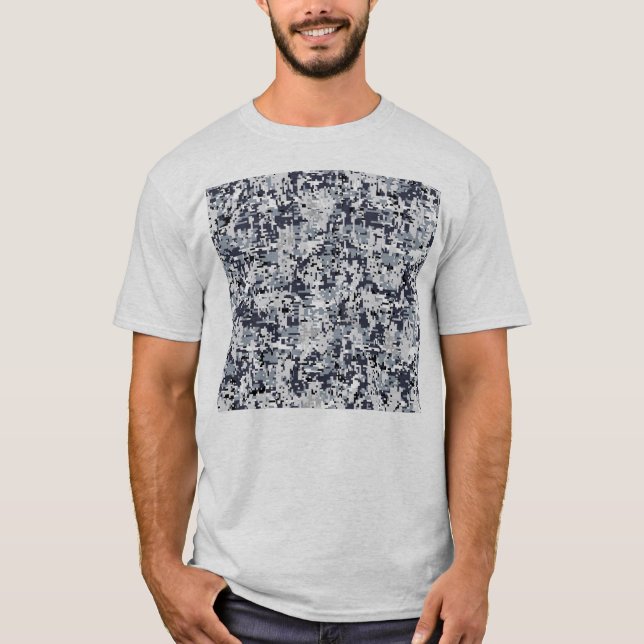Urban Stil Grått Digital Camouflage Tee Shirt (Framsida)