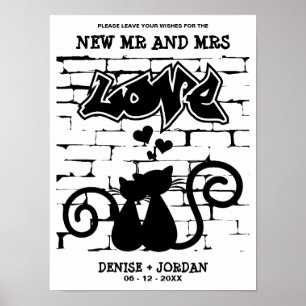 Urban stil Kittens i kärlek på Graffiti Bröllop Poster