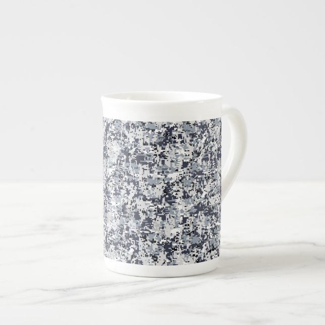 Urban Stil Silver Grått Digital Camouflage Benporslin Mugg (Framsida höger)