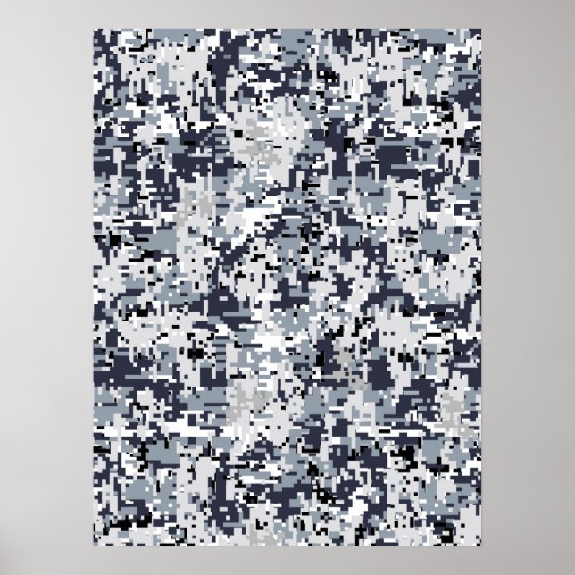 Urban Stil Silver Grått Digital Camouflage Poster (Framsidan)