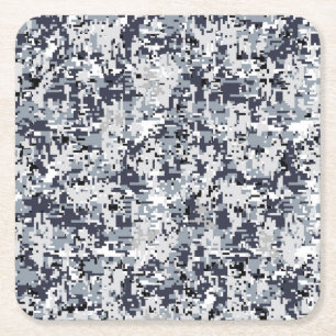 Urban Stil Silver Grått Digital Camouflage Underlägg Papper Kvadrat