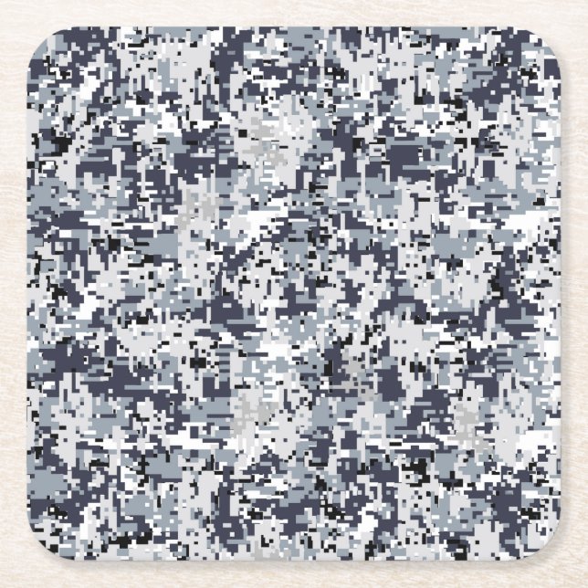 Urban Stil Silver Grått Digital Camouflage Underlägg Papper Kvadrat (Framsidan)