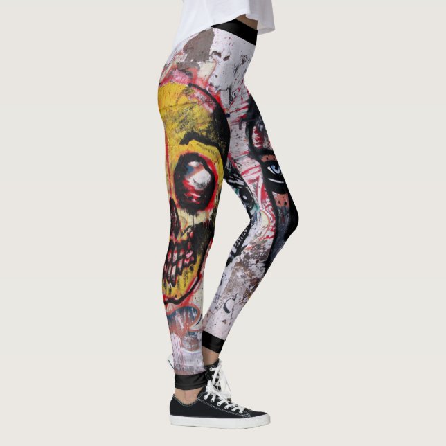 Urban Street Art Design Life and Death Leggings (Höger)
