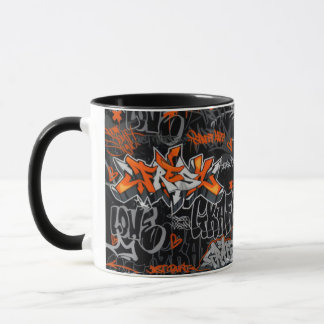 Urban street art graffiti collage mugg