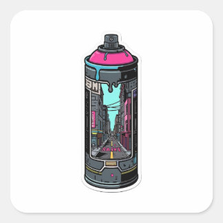 Urban Street Art Graffiti Sprayburk 3D-dekal Fyrkantigt Klistermärke
