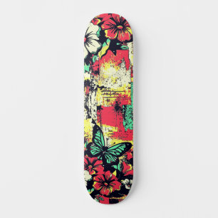 Urban Street Art Inspired Girly Blommigt Butterfly Mini Skateboard Bräda 18,5 Cm