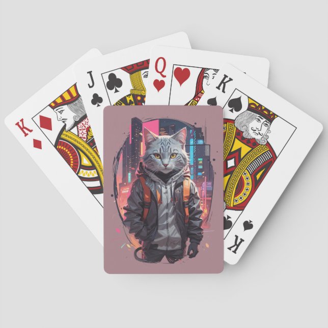 Urban Street Cat Design Casinokort (Baksidan)