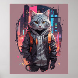 Urban Street Cat Design Poster