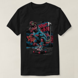 Urban Street Graffiti Skateboard Dinosaur T Shirt