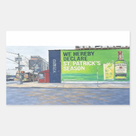 Urban Street Scene med St. Patrick's Season Mural Rektangulärt Klistermärke
