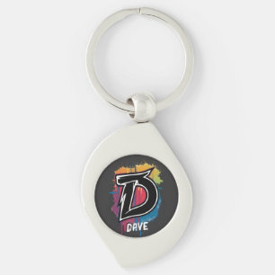 Urban Street Stil Spray Paint Brev D Swirl Silverfärgad Nyckelring