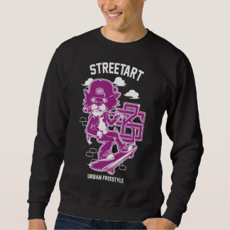 Urban Streetart - Katt på Ski Board Lång Ärmad Tröja