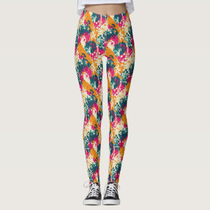 Urban streetkonst Abstrakt färgblockmönster Leggings