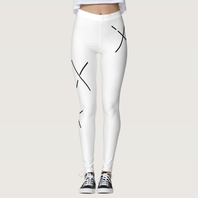 Urban Svart&Vit Minimal Kreativ X Konst Leggings (Framsida)
