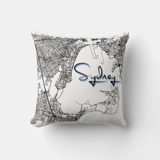 Urban Sydney Street Map – Black & White Accent Cus Kudde