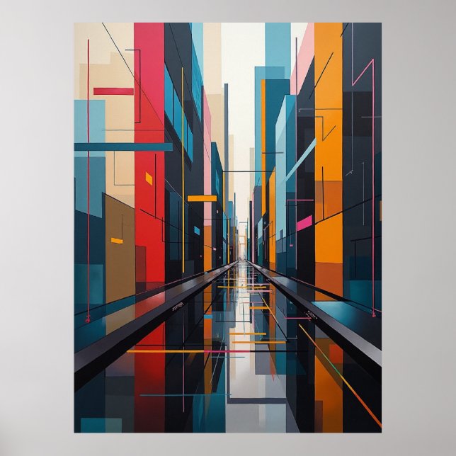 Urban Symphony: Geometric City Rhythm Abstract Poster (Framsidan)